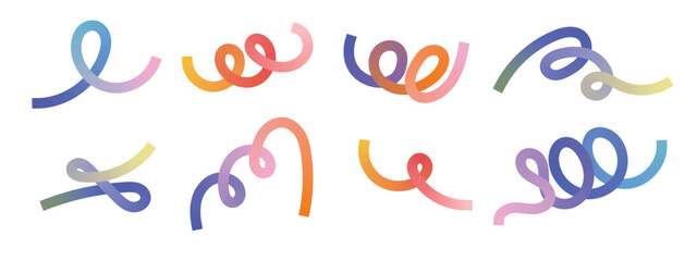 Set of abstract gradient wave line, fluid color shapes