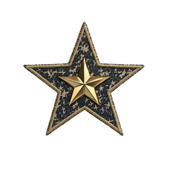 Obraz premium Golden star with a textured black background. transparent background