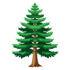 A stylized evergreen tree with lush green foliage.
