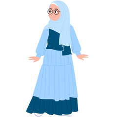 Stylish Muslimahl in Blue Modest Fashion Illustration