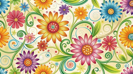 Stylish Flower Swirl Pattern Printable Graphics for Cards & Designs