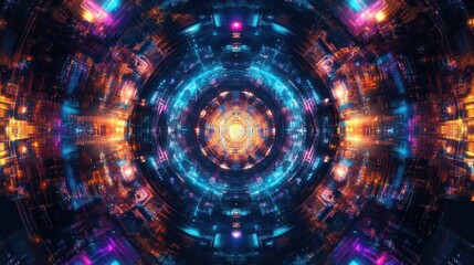 Obraz premium 3D rendering of abstract technology digital hi tech concept with glowing particles.