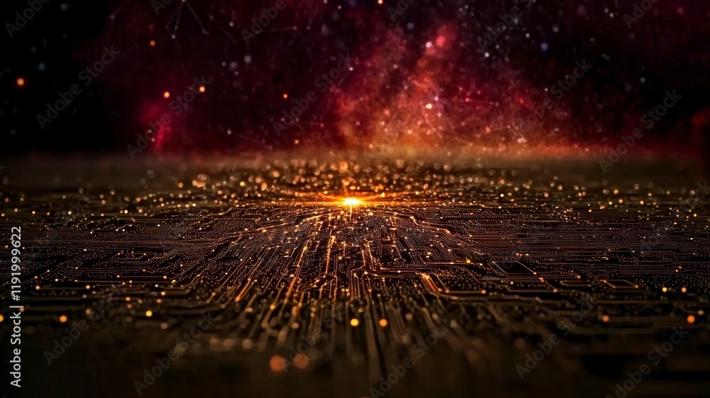 Aufkleber glowing circuit board digital data network technology background