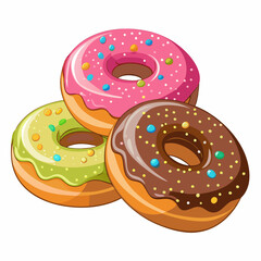 Colorful donuts with sprinkles stacked together.
