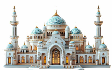 Obraz premium Grand Mosque, Islamic architecture, white background, tourism
