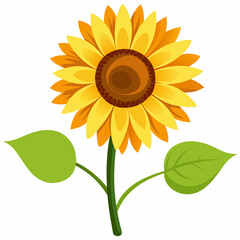 A vibrant illustration of a sunflower with bright yellow petals.