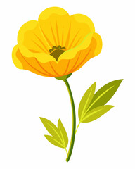 Obraz premium A vibrant yellow flower with a green stem and leaves.
