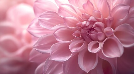 Fototapeta premium Pink dahlia close-up, soft light, blurred background, floral design