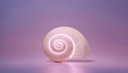 Goal of life, growth and, motivation concept: Spiral shells glowing with inner light, natural evolution.