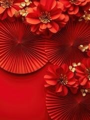 Obraz premium Red Paper Flowers Background