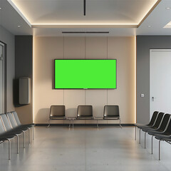 Green Screen Television on the wall in waiting room, version 7