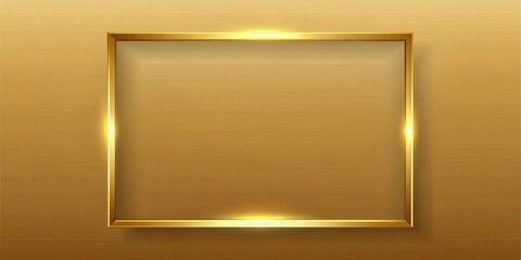 Glowing gold square frame with a subtle gradient effect on the background , glow, precious metal, glow, precious metal