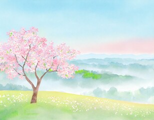 Fototapeta premium 桜の木のイラスト