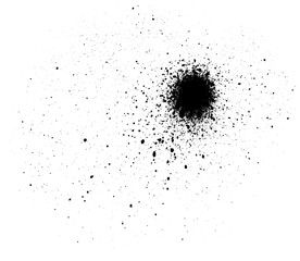 Black ink splatter isolated on white, grungy spray paint texture