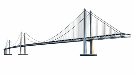 Fototapeta premium Suspension bridge design, isolated, white background