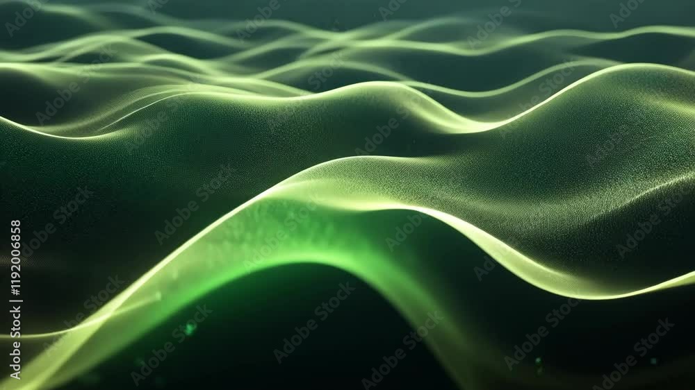 Poster waves of light create a mesmerizing visual experience in a serene underwater atmosphere at dusk