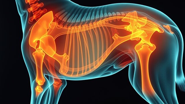 Dog Hip X-Ray - Taz - Veterinary Radiology - Veterinary Medicine - Animal Health - Bone Structure - Joint Analysis - Muscles - Real X-Ray - High Detail - Professional
