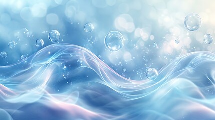 Soft and serene underwater abstract textures with floating bubbles and gentle waves