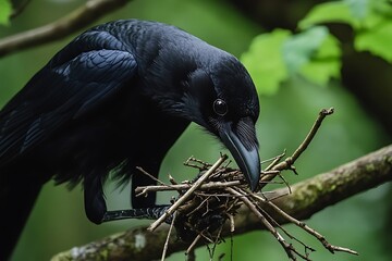 Naklejka premium crow on a branch