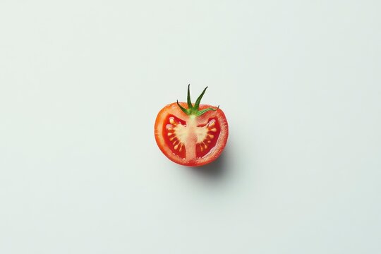 Fresh Tomato Cut Half on White Background