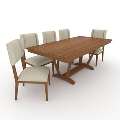 Fototapeta premium 3d render Dining Set design element. Furniture Collection