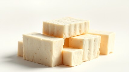 High-Resolution Tofu Image, White Background, Studio Lighting, Food Photography