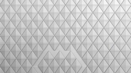 Minimalist gray paper with geometric patterns of triangles and squares forming a repeating grid, minimalist style, artistic composition