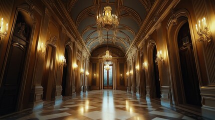 Obraz premium Grand Palace Hallway: Opulent Interior Architecture