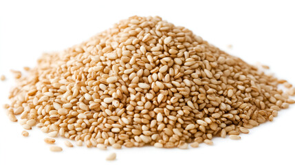 Fototapeta premium stack of sesame seed against white background.ai generative
