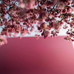 Fototapeta premium Pink Cherry Blossoms Spring Bloom Minimalist Background
