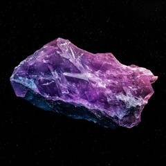 Obraz premium Cosmic Amethyst Crystal Illustration: A Vibrant Purple Gemstone Against a Starry Background