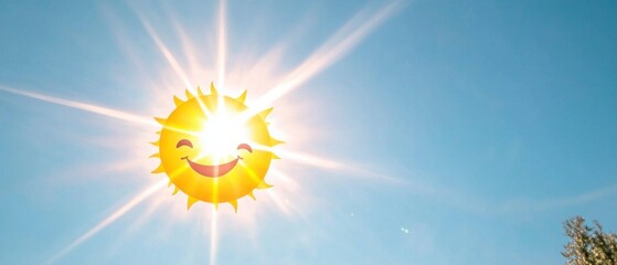 Happy Sun Cartoon Illustration  Bright Sunny Sky  Children s Content