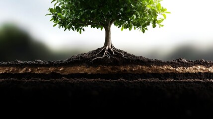 tree roots soil cross section nature - environmental awareness