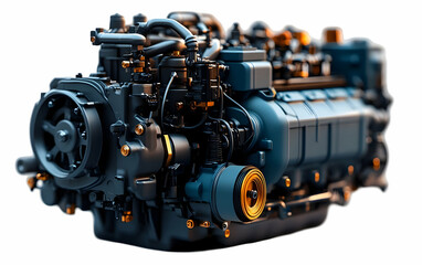 Fototapeta premium Powerful marine engine, studio shot, isolated, industrial
