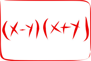 math symbols x minus y x plus y in doodle style