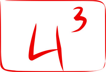 four cubed math symbols in doodle style