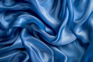 Obraz premium Image of Blue silk fabric drapery material. Texture for background usage