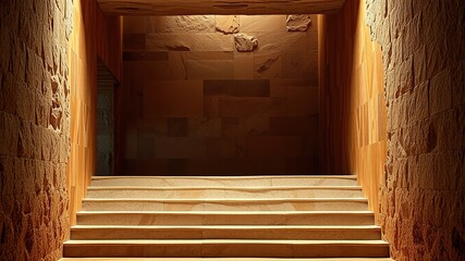 Vibrant Empty Stairway of Porous Stone, Stunning AI Photo