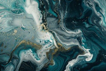 Obraz premium Image of Turquoise green dark marble fluid art pattern with golden veins. Texture for background usage