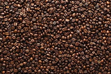 Image of Big pile of fresh roasted coffee beans. Professional photo for food blog
