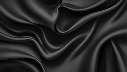 Smooth elegant black satin texture abstract background. Luxurious background design