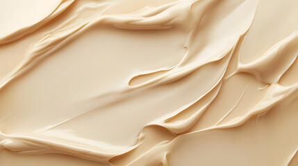 Obraz premium Creamy Texture of Skincare Product Spread on Beige Background – Beauty and Self-Care Concept
