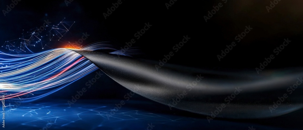 Poster abstract fiber optics network data stream technology background