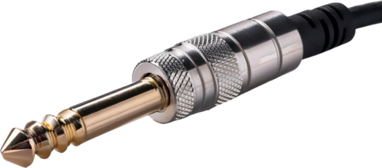 High quality 1 4 inch gold plated audio cable connector close up studio shot