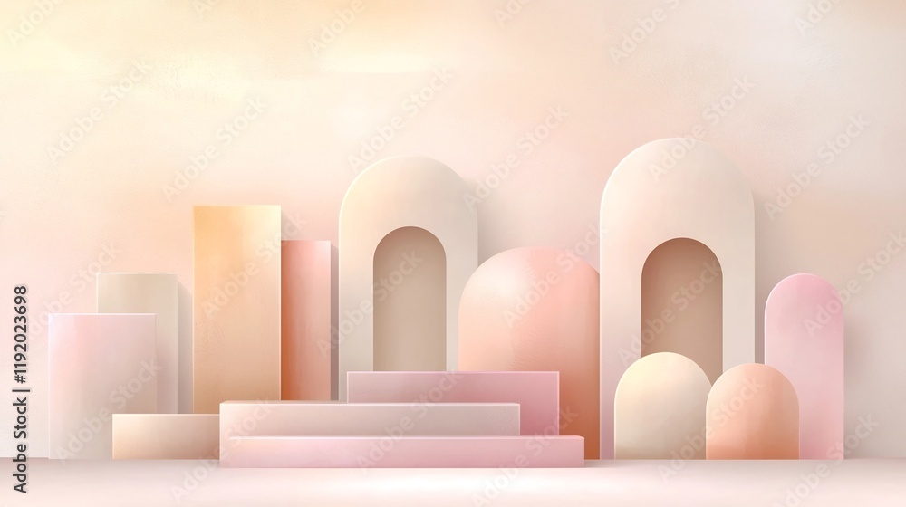 Aufkleber pastel gradient backdrop in soft pink and beige hues with a subtle textured noise overlay and a mini