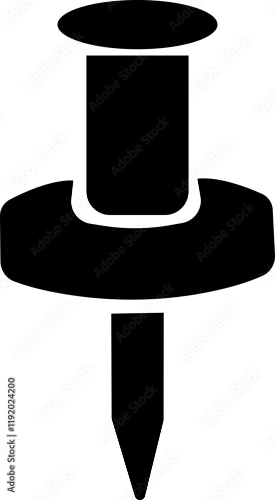 Poster push pin icon in flat style. thumbtack for note attach. paperclip symbol illustration. a needle for 