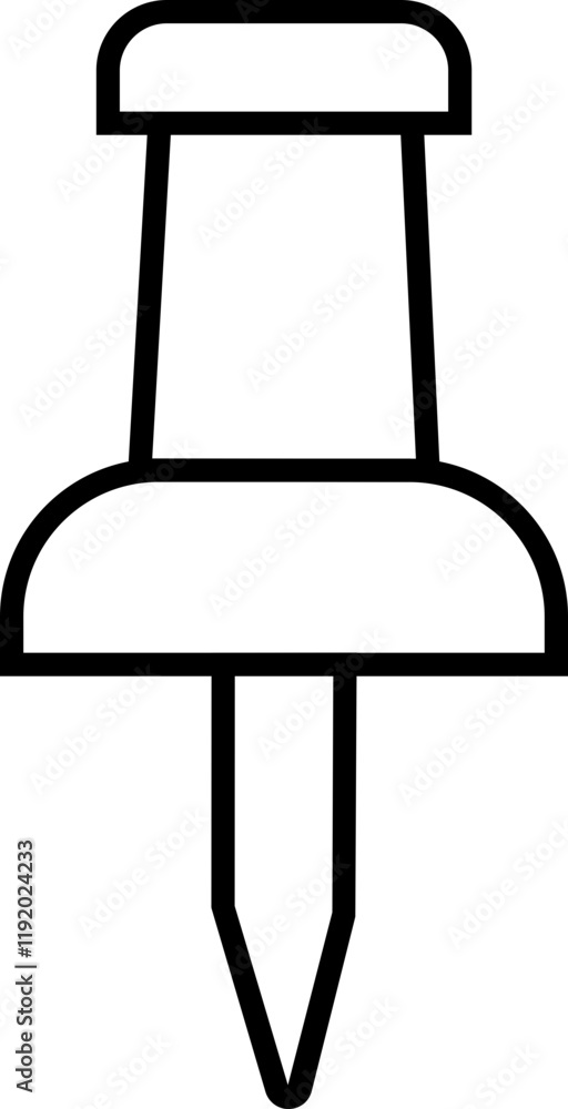 Poster push pin icon in outline style. thumbtack for note attach. paperclip symbol illustration. a needle f