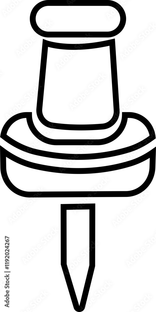 Poster push pin icon in outline style. thumbtack for note attach. paperclip symbol illustration. a needle f