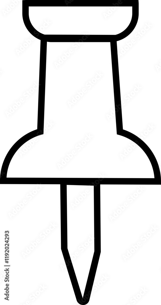 Poster push pin icon in outline style. thumbtack for note attach. paperclip symbol illustration. a needle f