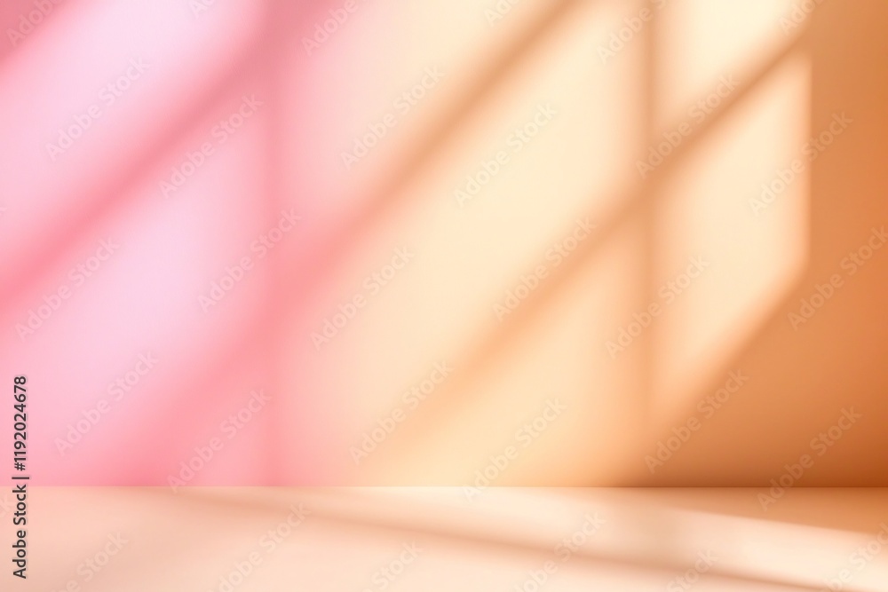 Poster serene and tranquil pastel gradient scene featuring a delicate color palette of soft pinks and beige